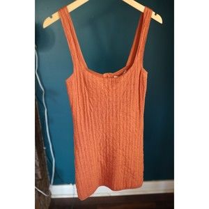 Free People Beach NWT Small Orange Sleeveless Short And Sweet Mini Knit Dress